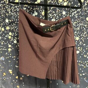 Commense Burgandy Pleated Skirt Size S NWT